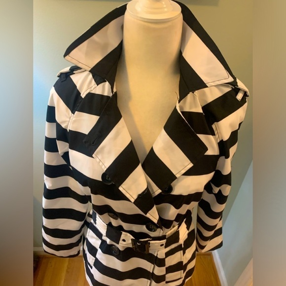 Cynthia Rowley trench striped coat, size M - Picture 2 of 7